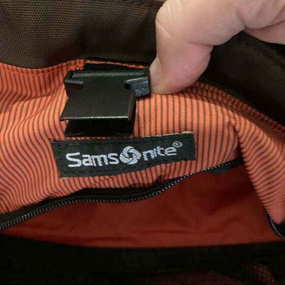 SAMSONITE Vertical Tote Brown w/ Orange lining Side Front Pockets - Picture 5 of 9